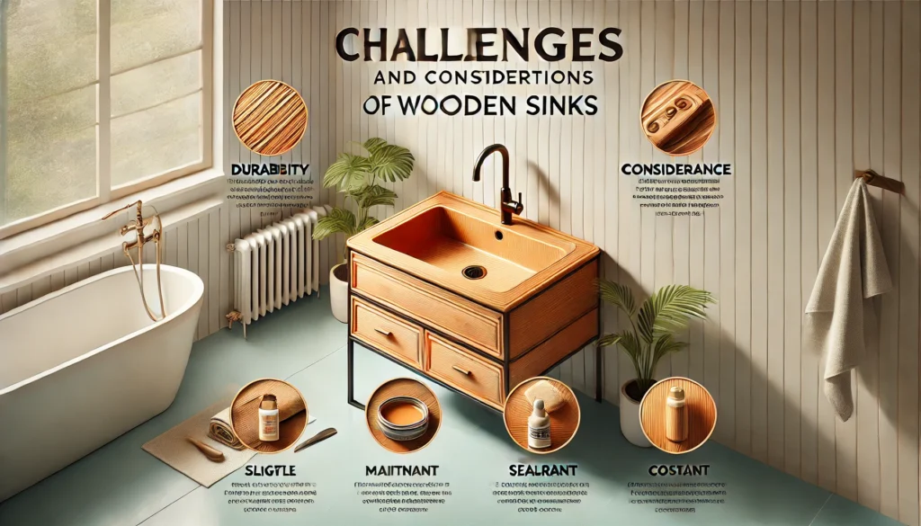 Image illustrating Challenges and Considerations of Wooden Sinks