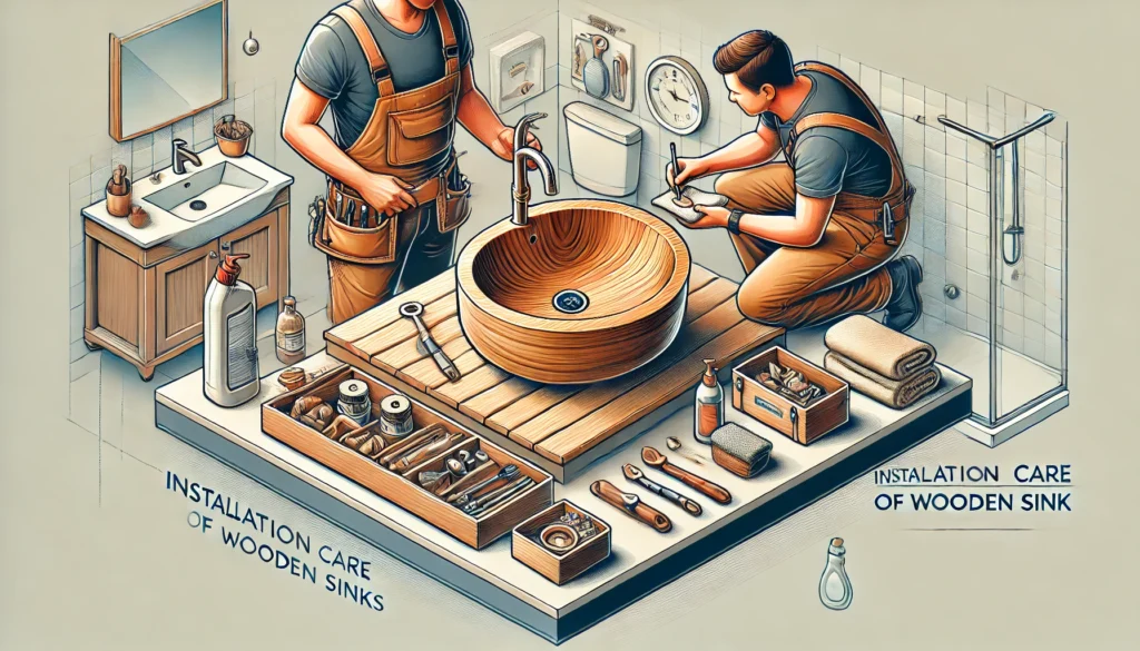 Image illustrating Installation and Care of Wooden Sinks