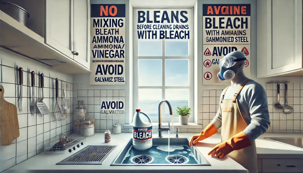 Image illustrating Precautions Before Cleaning Drains with Bleach