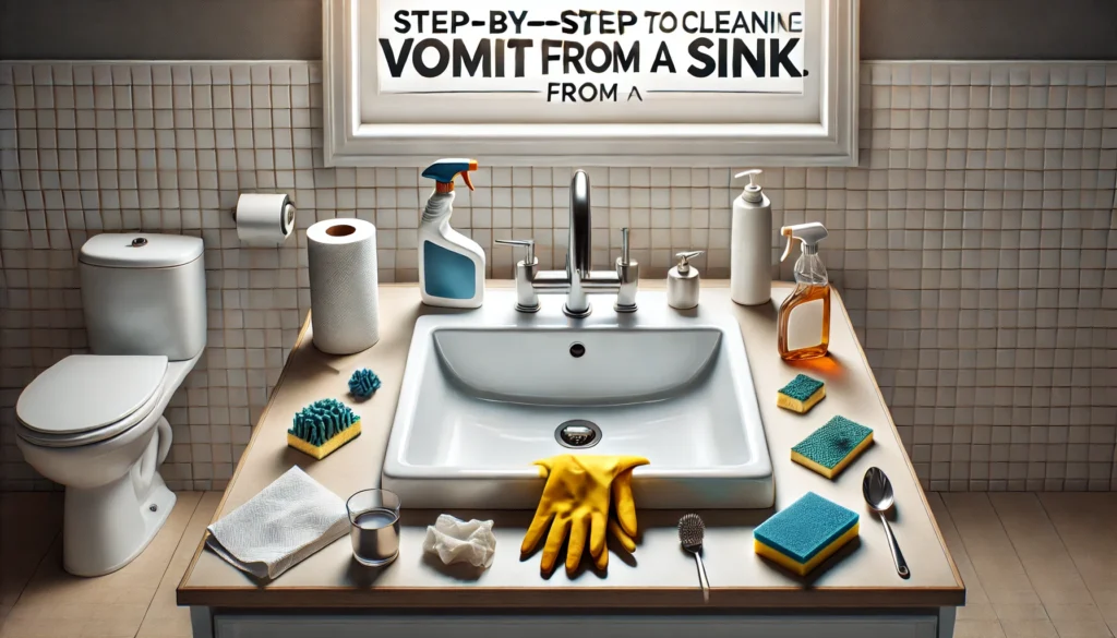 Image illustrating Step-by-Step Guide to Cleaning Vomit from a Sink