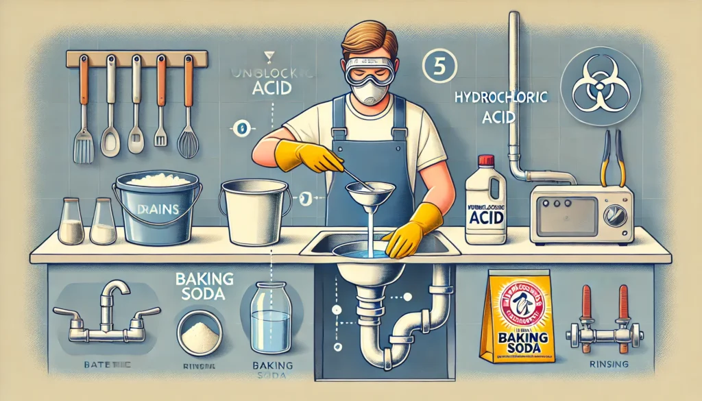 Image illustrating Step-by-Step Guide to Unblocking Drains with Hydrochloric Acid