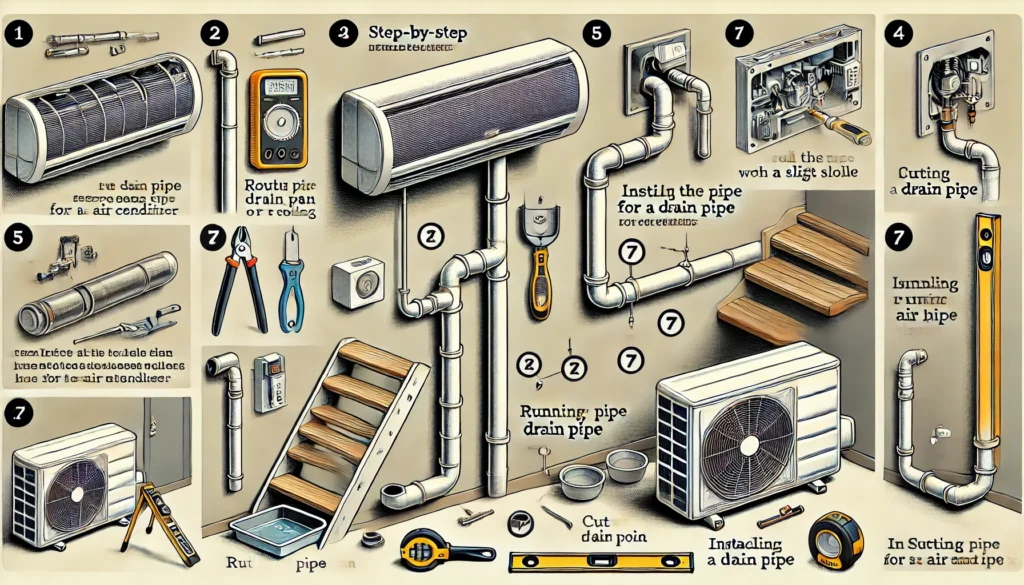 Image illustrating Step-by-Step Instructions for Running a Drain Pipe